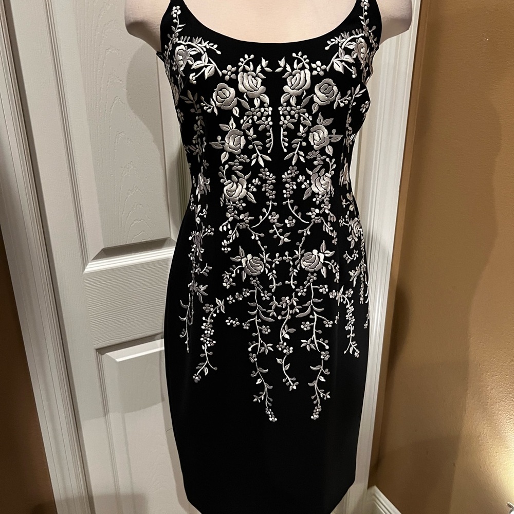 Elegant Black and White Floral Dress